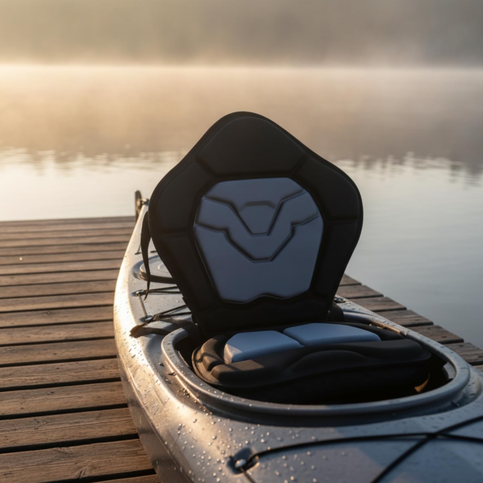 Kajaitz Sitzkissen Bootssitz Rückenlehne Polsterung mit Geformtem Sitz Rutschfester Textur Seitlichen Verstellgurten Und Metallhaken für Kajak Paddelboard Freizeit Angeltouren