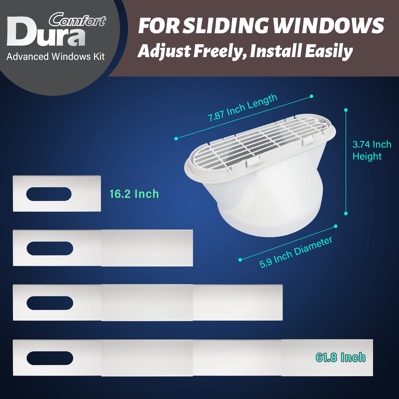 DuraComfort Kit portátil de ventana de aire acondicionado de 5.9 pulgadas