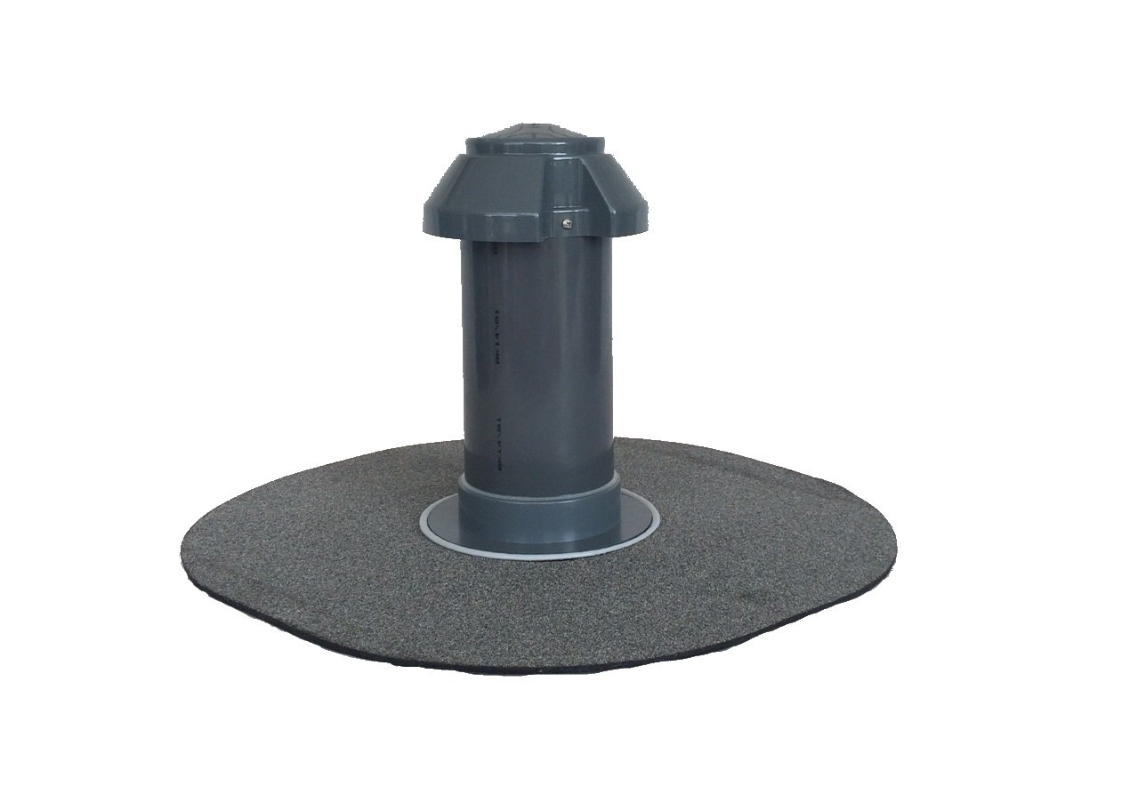 Ventola a tetto piatto DN 100, flangia in bitume rotonda, ventilatore, scarico dell'aria, sfiato del tetto, DN 110