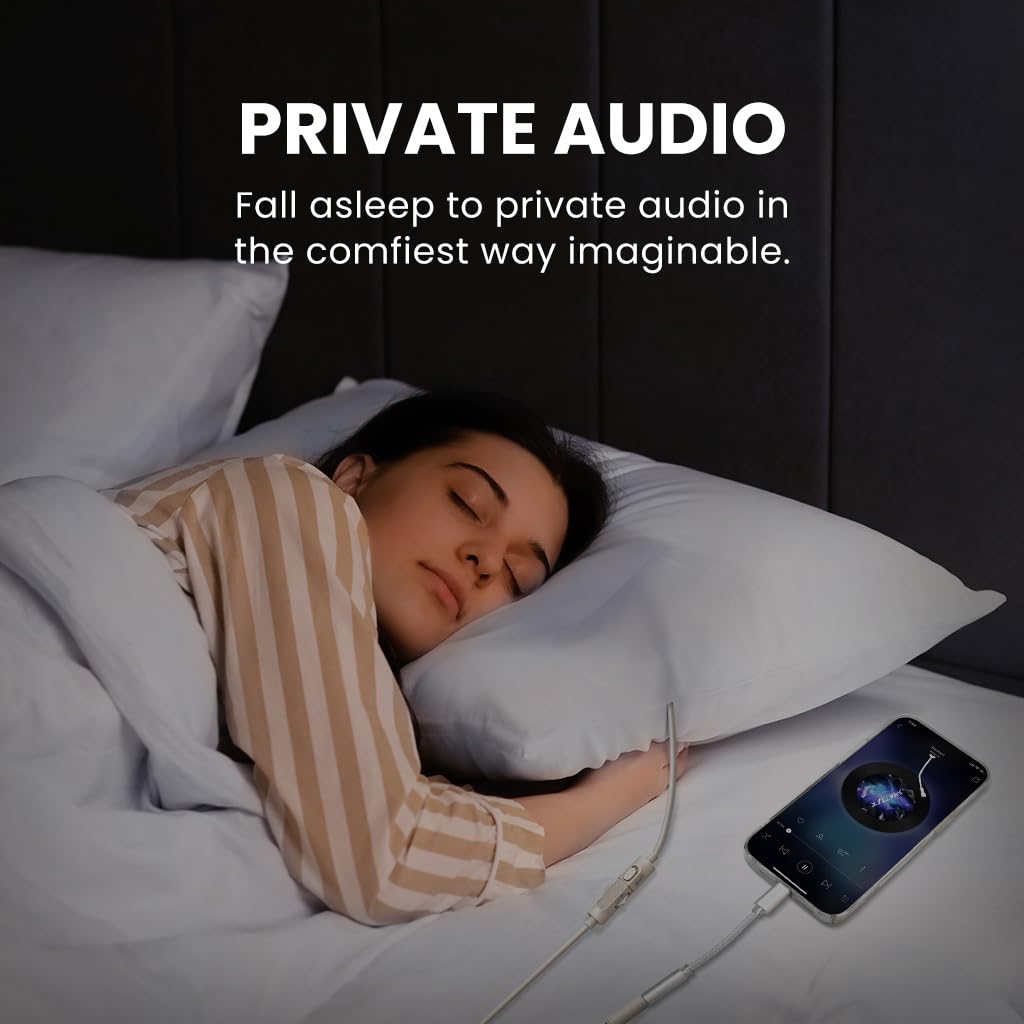 Avantree Slumber B - Auriculares Alternativa para Dormir, para Quienes Duermen de Lado, Altavoz de Almohada con Cable, Sin Carga, Volumen Bajo, USB-C y AUX para Pódcasts y Audiolibros