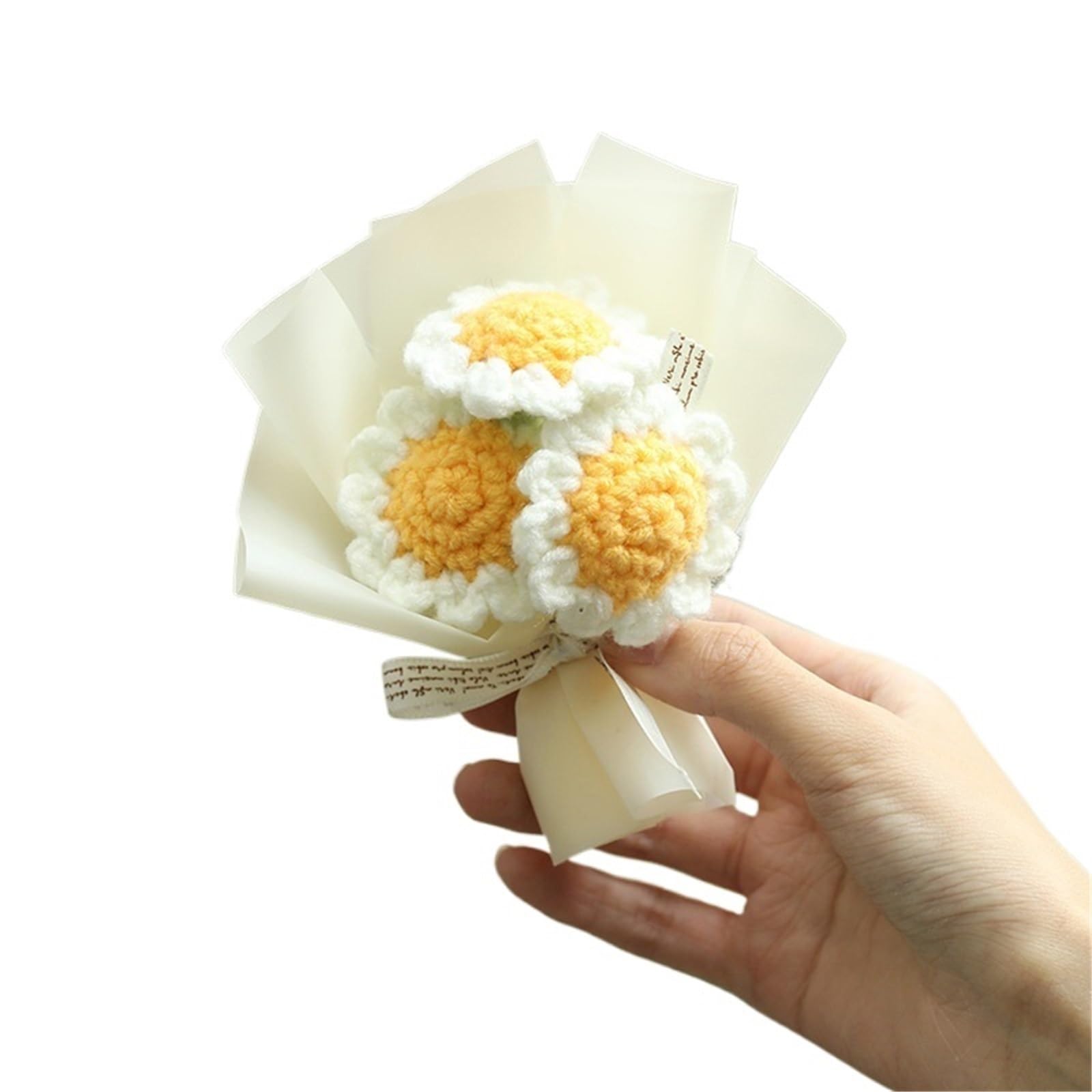 ENWWCH Mini Crochet Flowers Artificial Flower Bouquet Handmade Knitted For Wedding Party For Home(Color5)