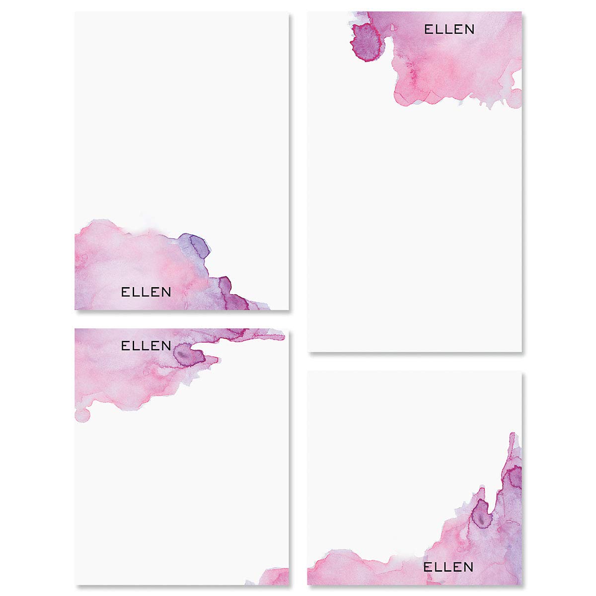Current Watercolor Mark Personalized Notepad Sets - Set of 4, 100-sheet pads, Add Your Name, Largest pad 4-1/4" x 6-3/4", Personalized Stationery,