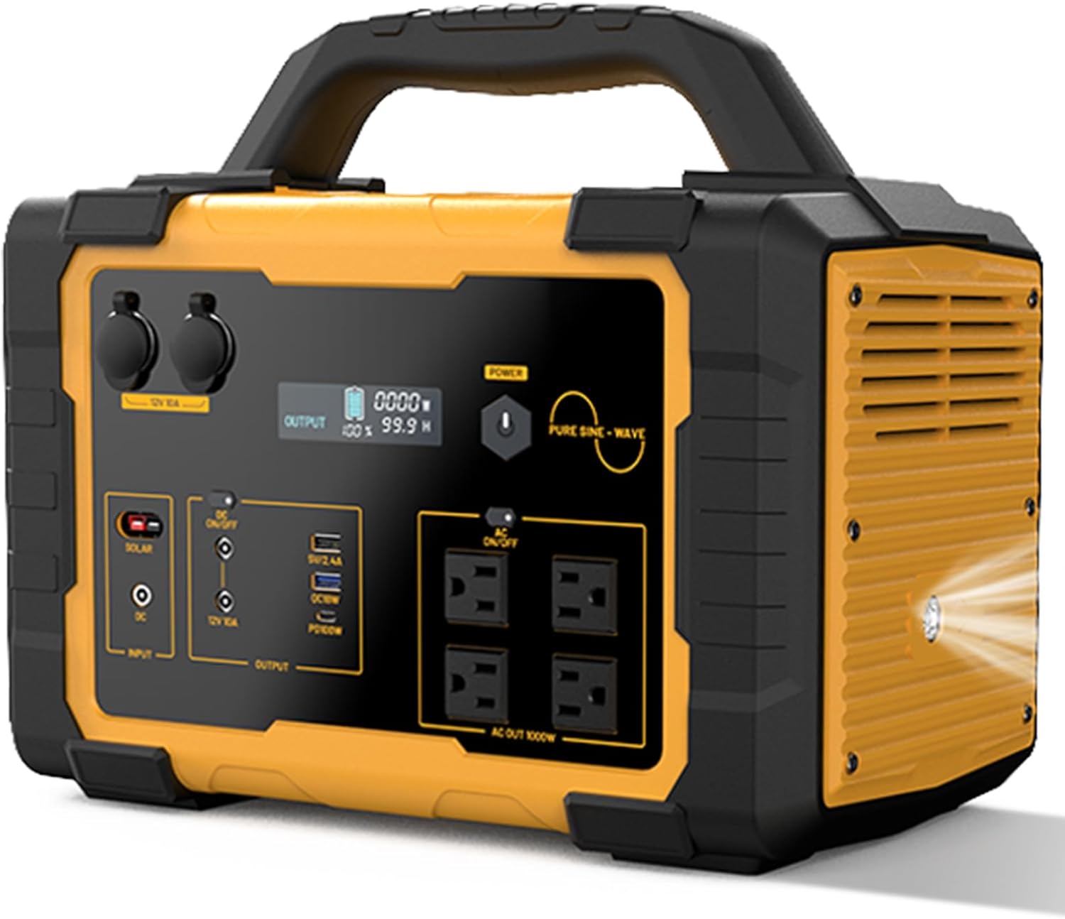 1000W Solar Generator Portable Power Station with 120V AC Outlet 1024Wh Powered Generator LiFePO4 (LFP) Battery for Camping Outdoor Hiking Home Emergency Backup Power Outages (Solar Panel Optional)