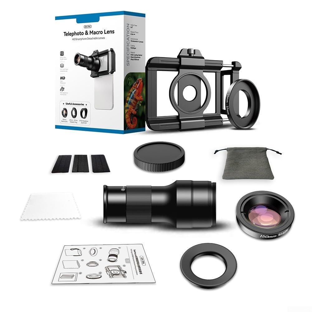Teleobiettivo macro Tm6x 6x con lunghezza focale di 150 mm per smartphone fotografia e birdwatching viaggi riprese all'aperto colore nero