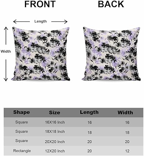 Miniatura 6 de MAIANNE Paquete de 2 fundas de almohada de algodón, color negro y morado con diseño floral de acuarela dibujadas a mano, fundas de almohada