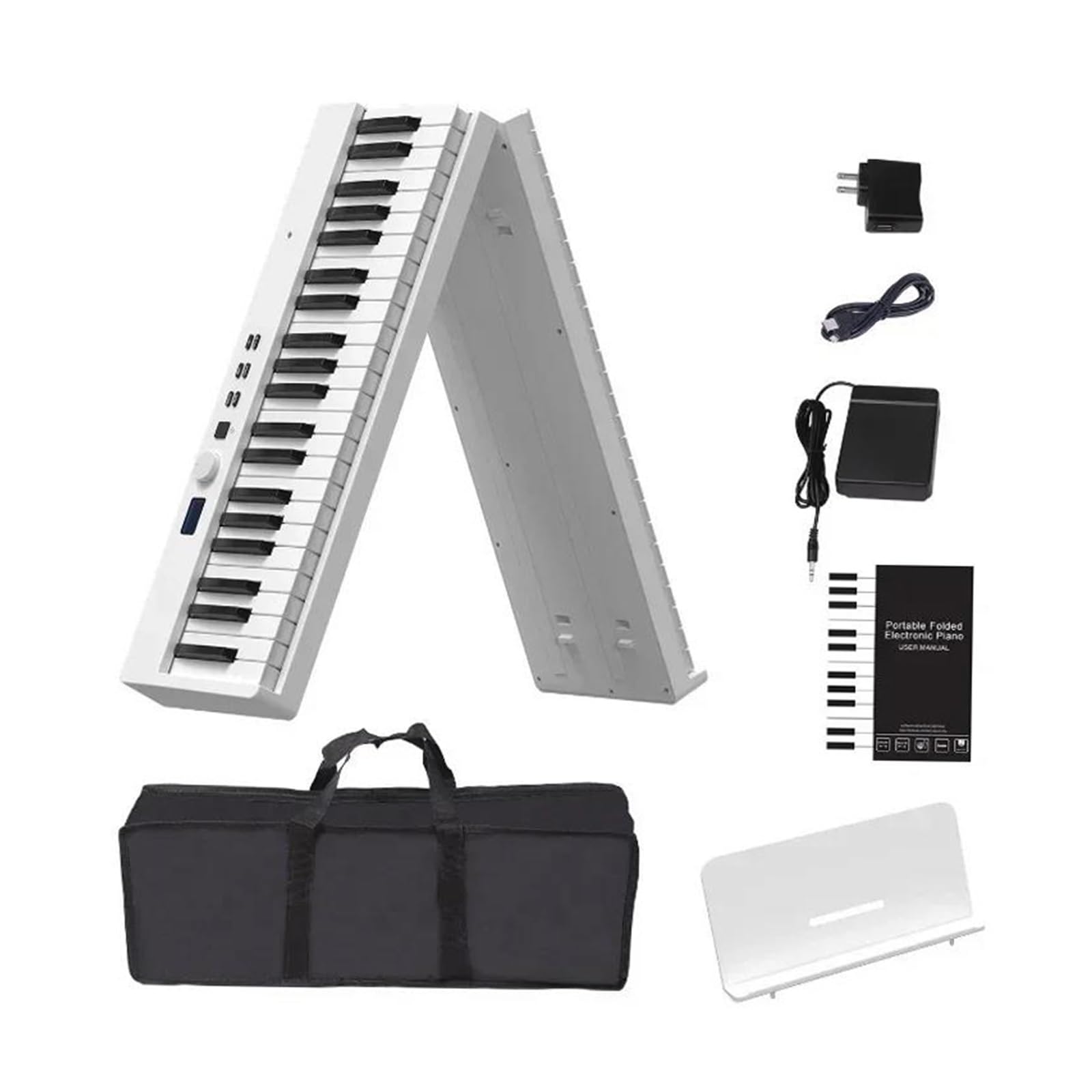 Tastiera Digitale Per Principianti Pianoforte Pieghevole 88 Tasti Pianoforte Elettronico Per Adulti Principianti Controller MIDI Tastiera Musicale Professionale Portatile(White,UK)