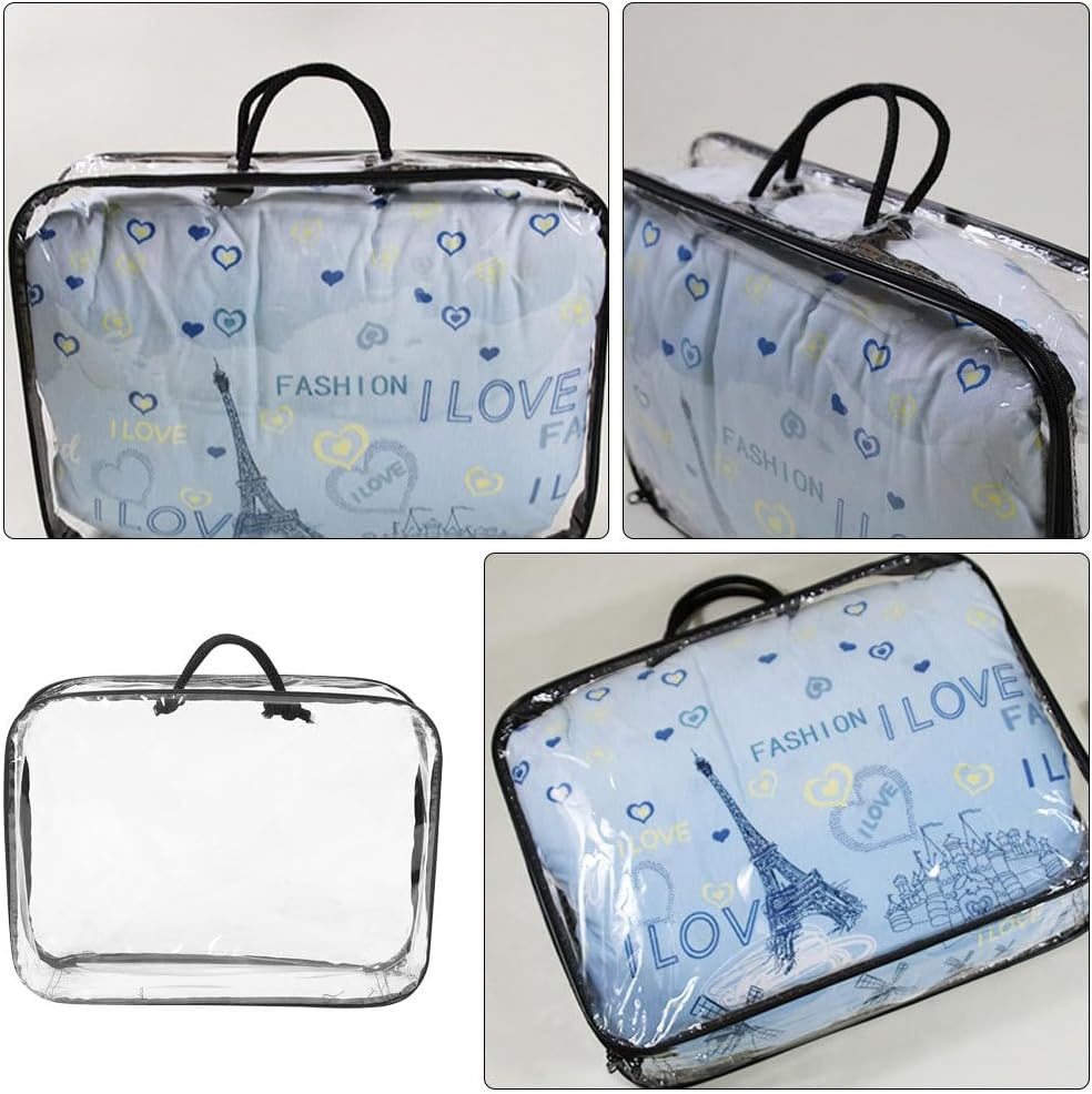 Amosfun 2Pcs PVC Storage Bags 12L Portable Blanket Socks Clothes Moving Bags Silk Quilt Pouch Closet Organizer and Under-Bed Storage 15.75 x 11.81 x 3.94 Inch