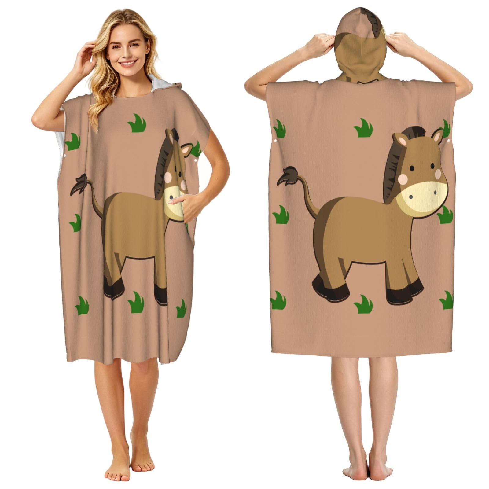WSSYYBF WSSYYBFcartoon donkey Adult hooded beach towel Oversized with Hood for Absorbent Quick Dry