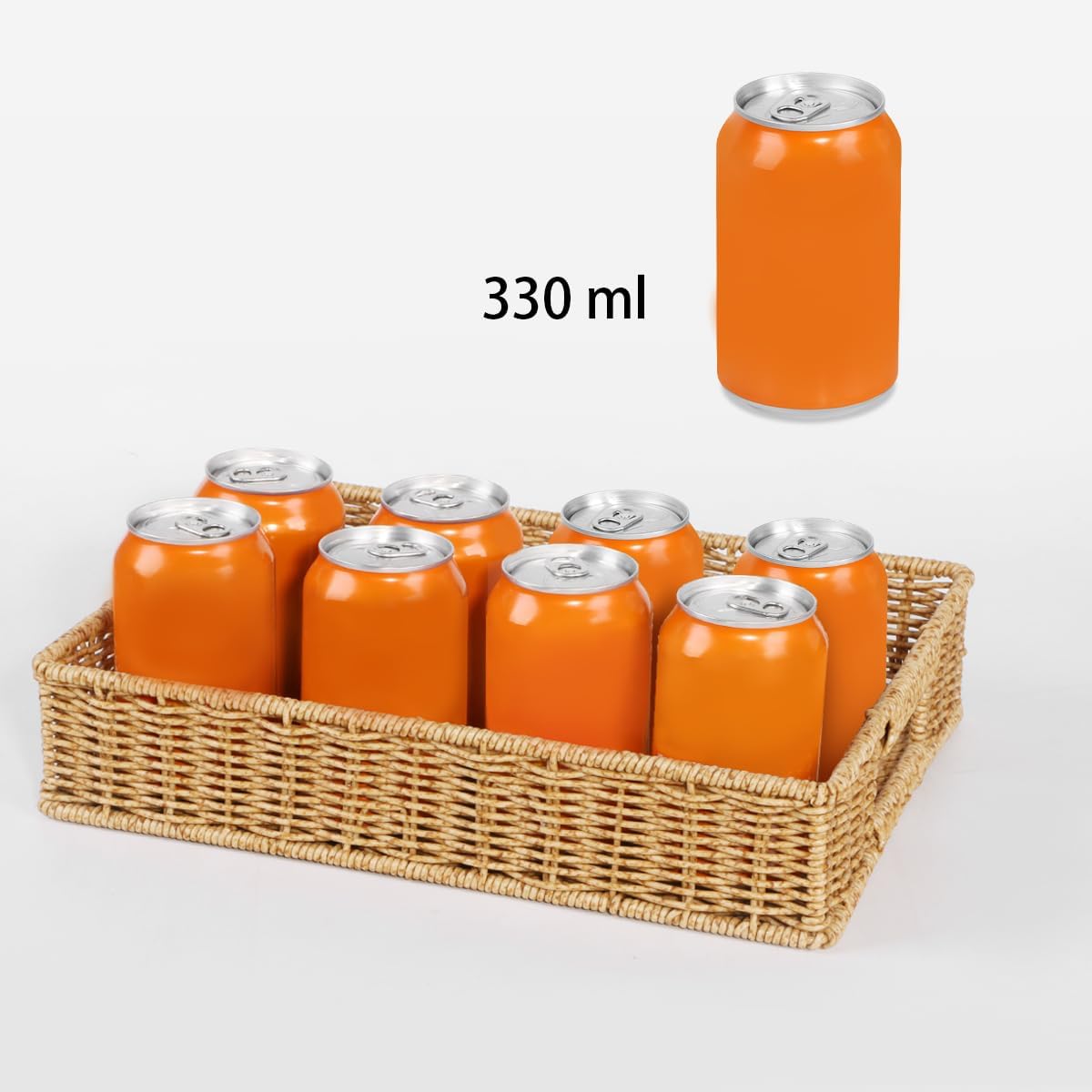 2pcs Woven Baskets Serving Trays with Handles, Poly Wicker Bread Basket Rectangular Platters for Fruit, Vegetables, Breakfast, Drinks, Snacks, Dining Coffee Table, 2 Size