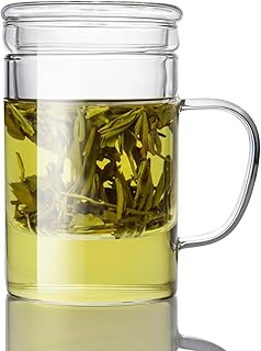 Tea Cup with Infuser and Lid, 14 oz / 400 ml – Borosilicate Glass Tea Infuser Mug for Loose Leaf Teas, Personal Infusion Mug with Filter, Durable and Stylish, Dishwasher Safe, Gift for Teas Lovers