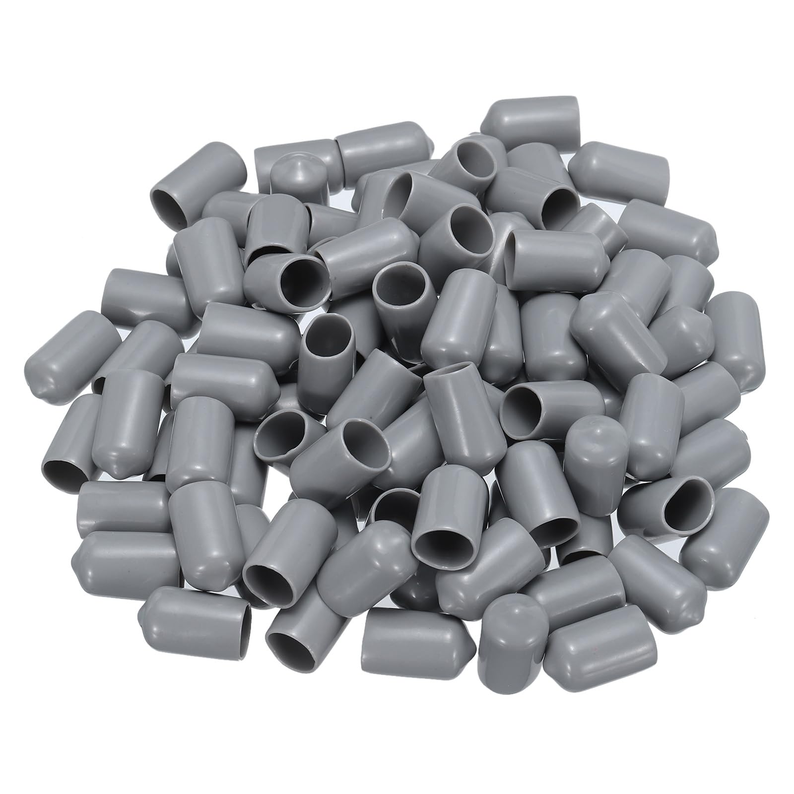 uxcell 100pcs Rubber End Caps 12mm(1/2") ID Vinyl PVC Round Tube Bolt Cap Cover Screw Thread Protectors Grey