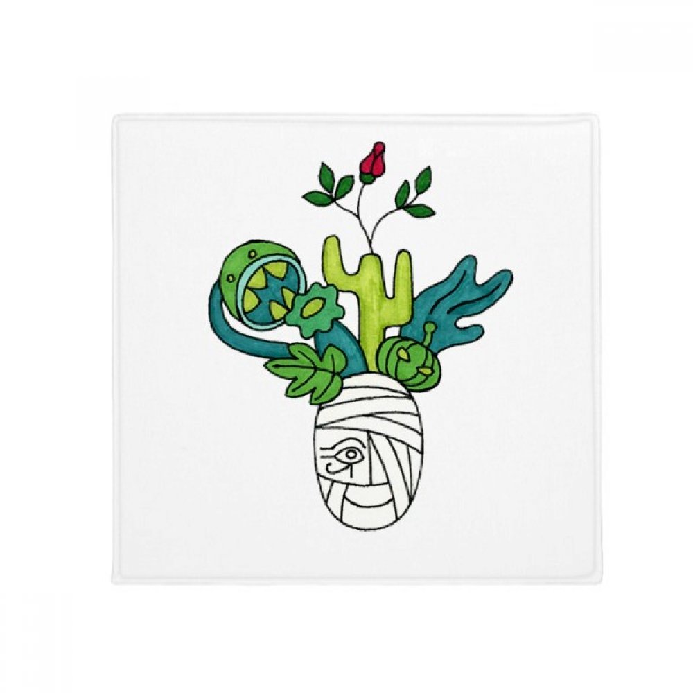 Tapis de sol carré HORUS botanique cactus en polyester pour cuisine et salon 50x50 cm