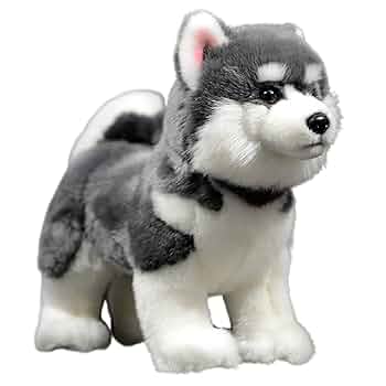 ハスキー犬 ぬいぐるみ 中型 グレーとホワイト 受注商品】ぬいぐるみ・シベリアンハスキー（伏せ） | KOESEN