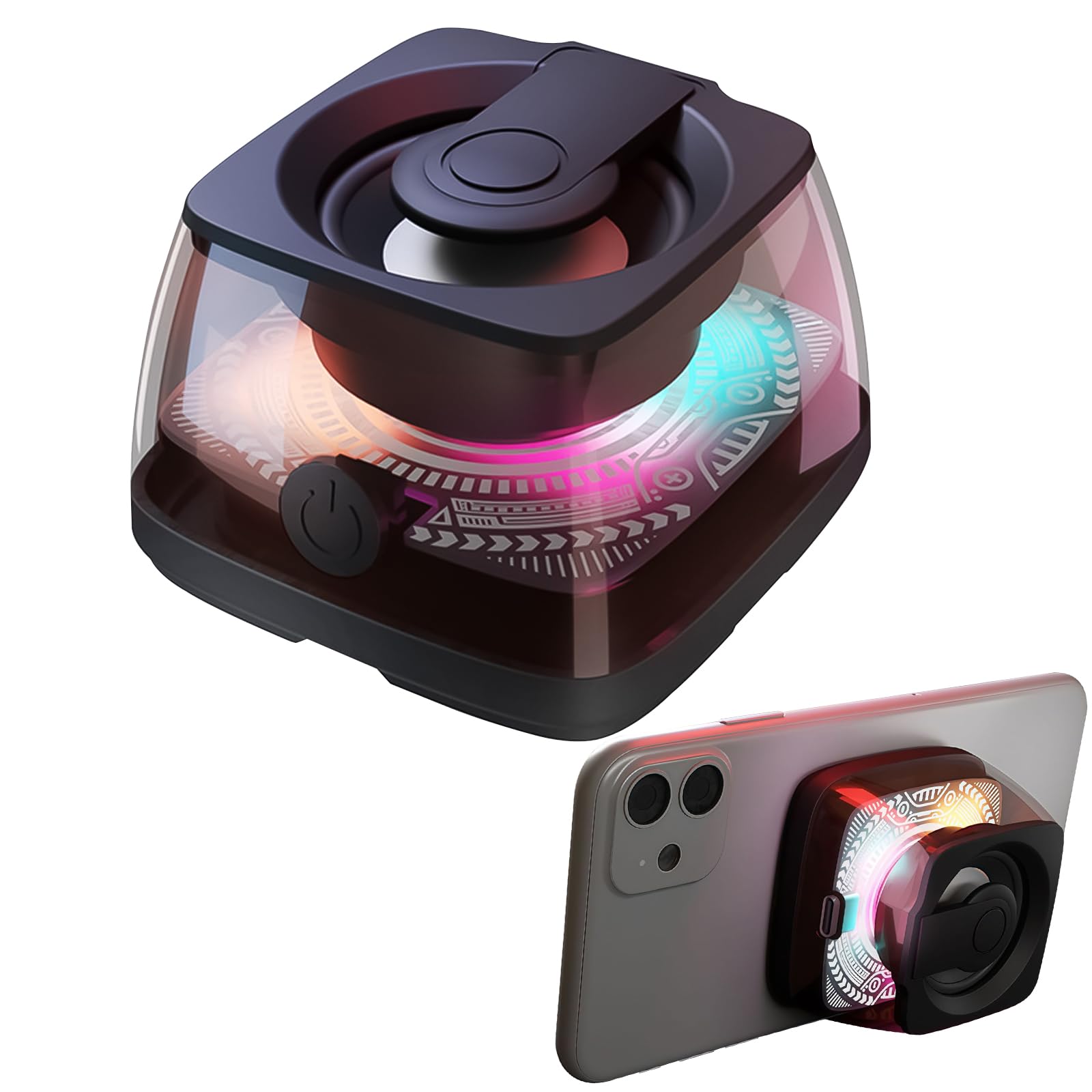 S28 Altavoz Bluetooth Magnético, Altavoz Portatil con Sonido Envolvente 3D & Luce RGB, 100g Ligero Bluetooth Speaker Inalámbrico con Soporte para Movil, TWS Emparejamiento