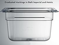 Vista 4 de CURTA Paquete de 6 bandejas de comida NSF, tamaño 1/9 de 4 pulgadas de profundidad, plástico de policarbonato comercial transparente apto