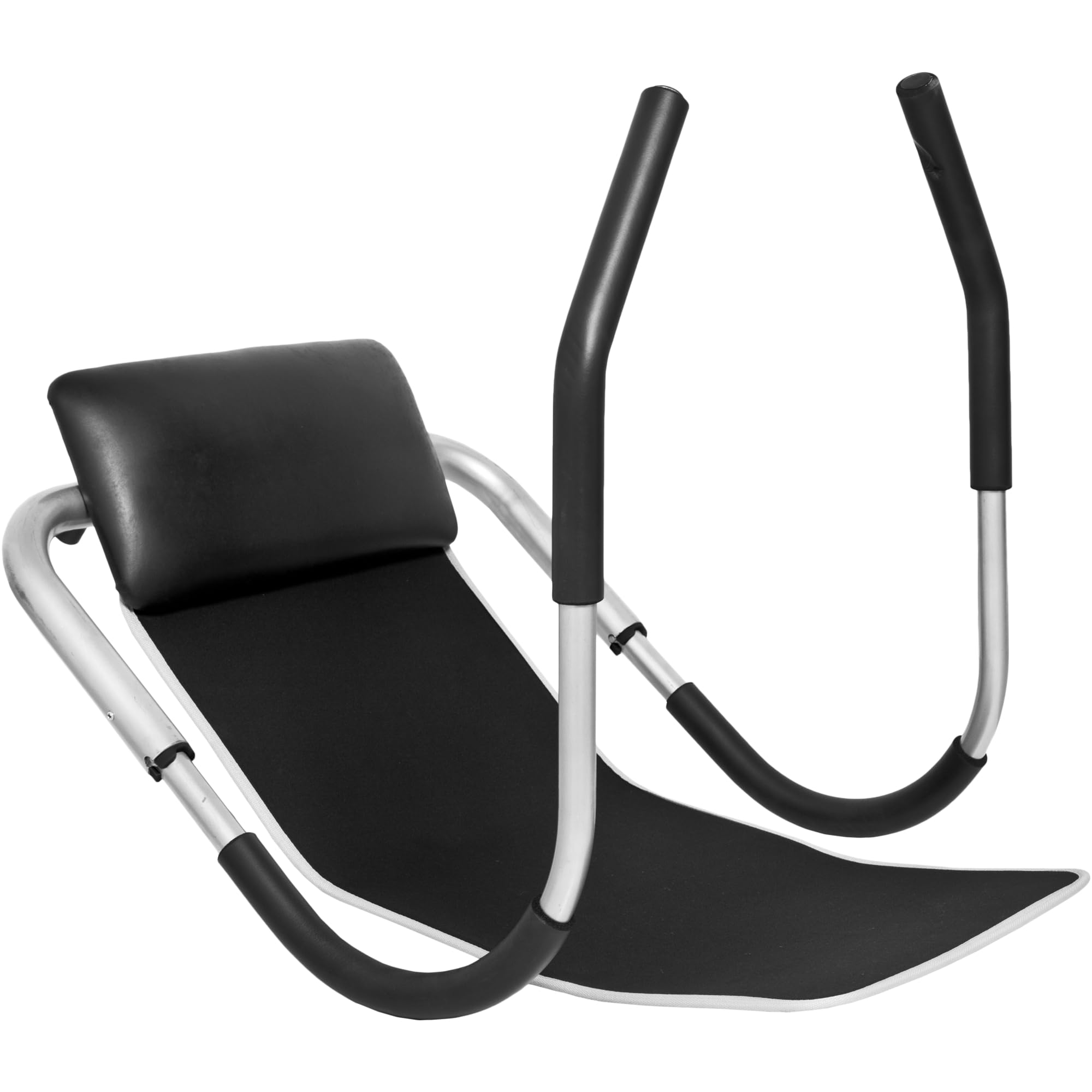 Asiento de Abdominales con Alfombra de Entrenamiento | Plegable, Asas Acolchadas Antideslizantes, Protege la Espalda, Negro/Plata