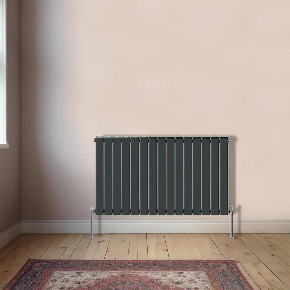NRG Horizontal 600x1020mm Double Flat Panel Designer Radiator Anthracite