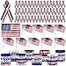 durony 144 Pieces Veterans Day Ribbon Pins Patriotic Red White Blue Stripe Ribbon Pin with Star Patriotic Decorations Memorial Day Veterans Day Gift for Women Men