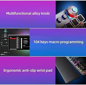 Mechanical Keyboard Gaming Keyboard Office Keyboard 104 Keys Wired Gaming Mechanical Punk Keyboard Mixed Light Effect Metal Panel Wrist Pad Black with Number Pad Durable Ergonomic Design USB Wired