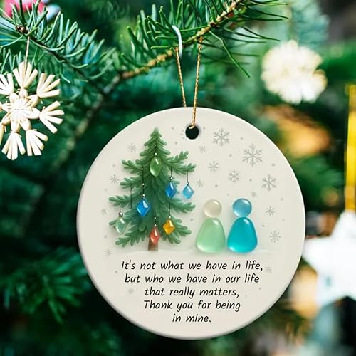 Miniatura 4 de Sea Glass Ornaments, Heart Shaped Sea Glass Friendship, It's Not What We Have in Life, Sea 3D Effect Print Ornament, Timeless Friendship Keepsake