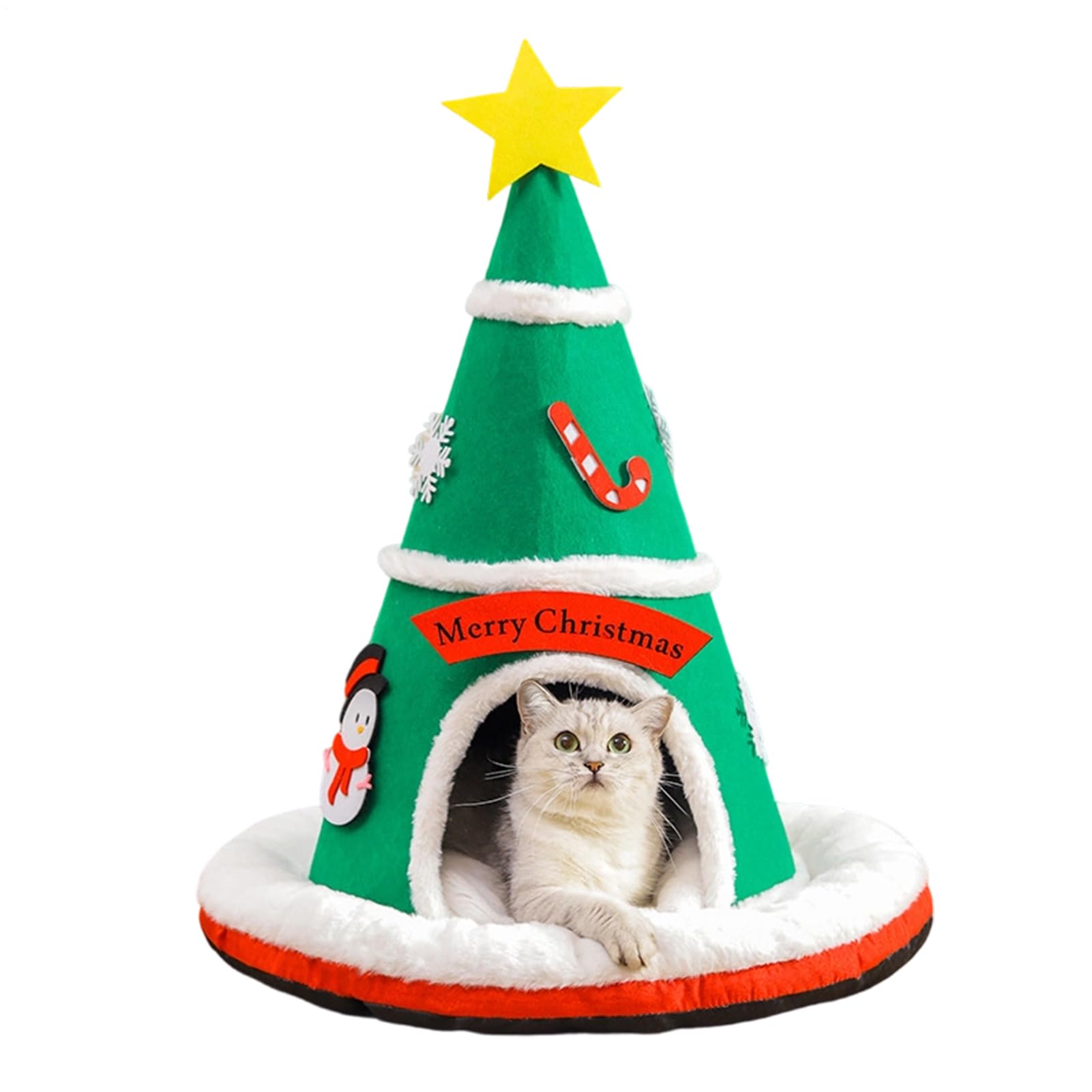 Cuccia Gatti Chiusa Albero di Natale Antiscivolo Lavabile | Cuccia Gatti Interna Con Grotta Per Cuccioli Cani Piccoli Decorazione Casa Camera Balcone Inverno Appartamento