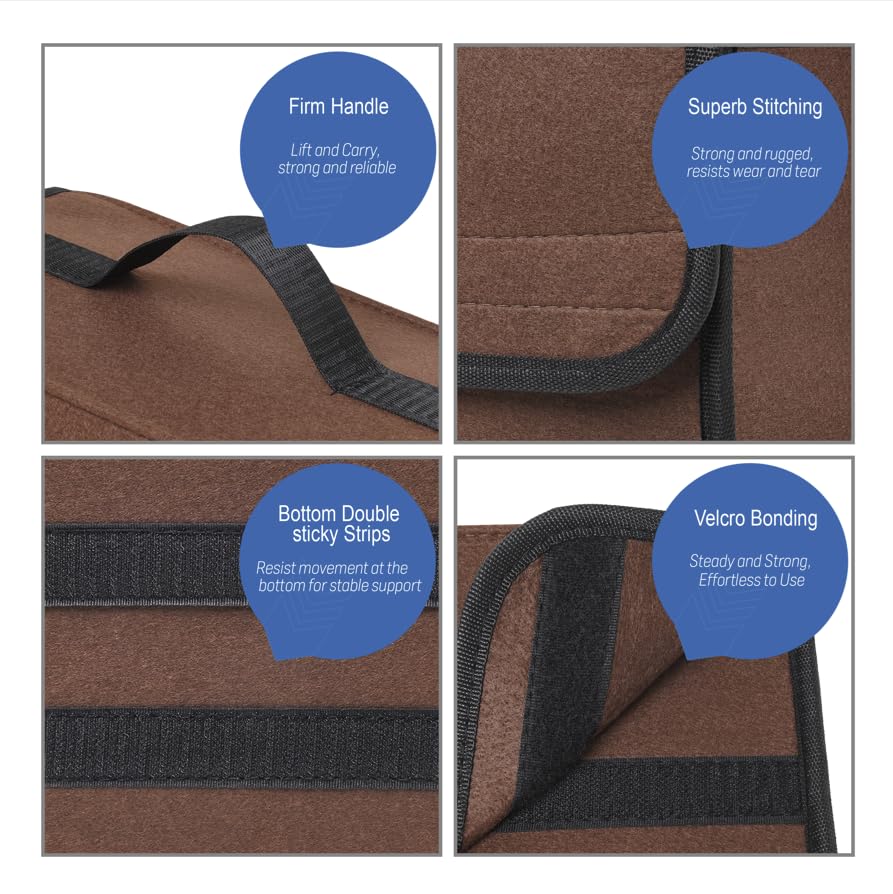 Image of JVCV Car Trunk Boot Organizer, Car Storage and Organizer Anti Slip Car Accessories Organizer for Car, Suv, Sedan, Truck, Minivan Anti Slip Bottom (Small - Brown)
