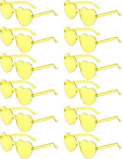 12 Pairs Heart Shaped Sunglasses Candy Color Rimless Fun Heart Glasses for Women Party Favors