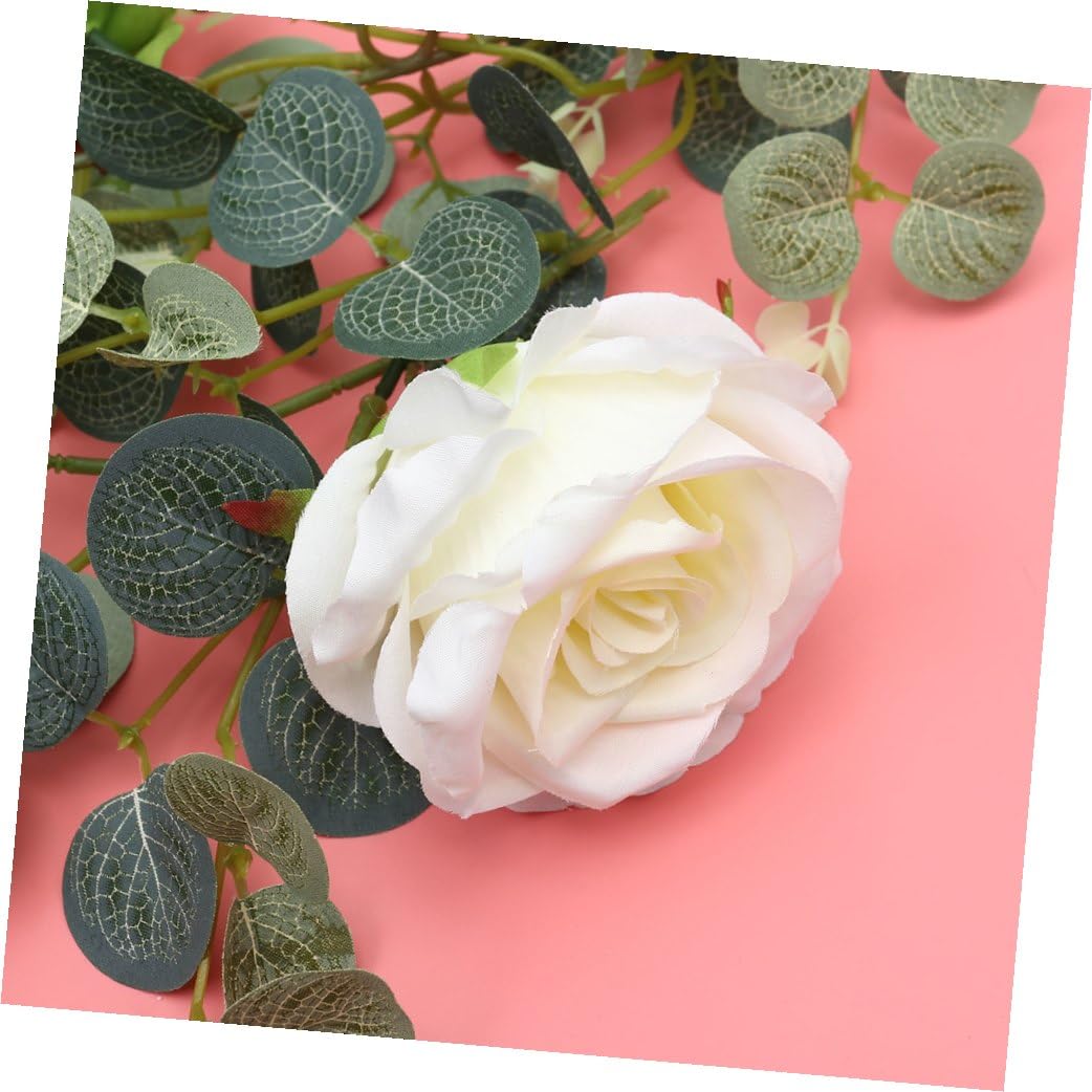 Cabilock 3stücke Künstliche Eukalyptus Und Rosen-Girlande Aus Rattan Lange Wanddekoration Für Hochzeiten Partys Und Wohnräume Umweltfreundliches Material Einfach Zu Reinigen
