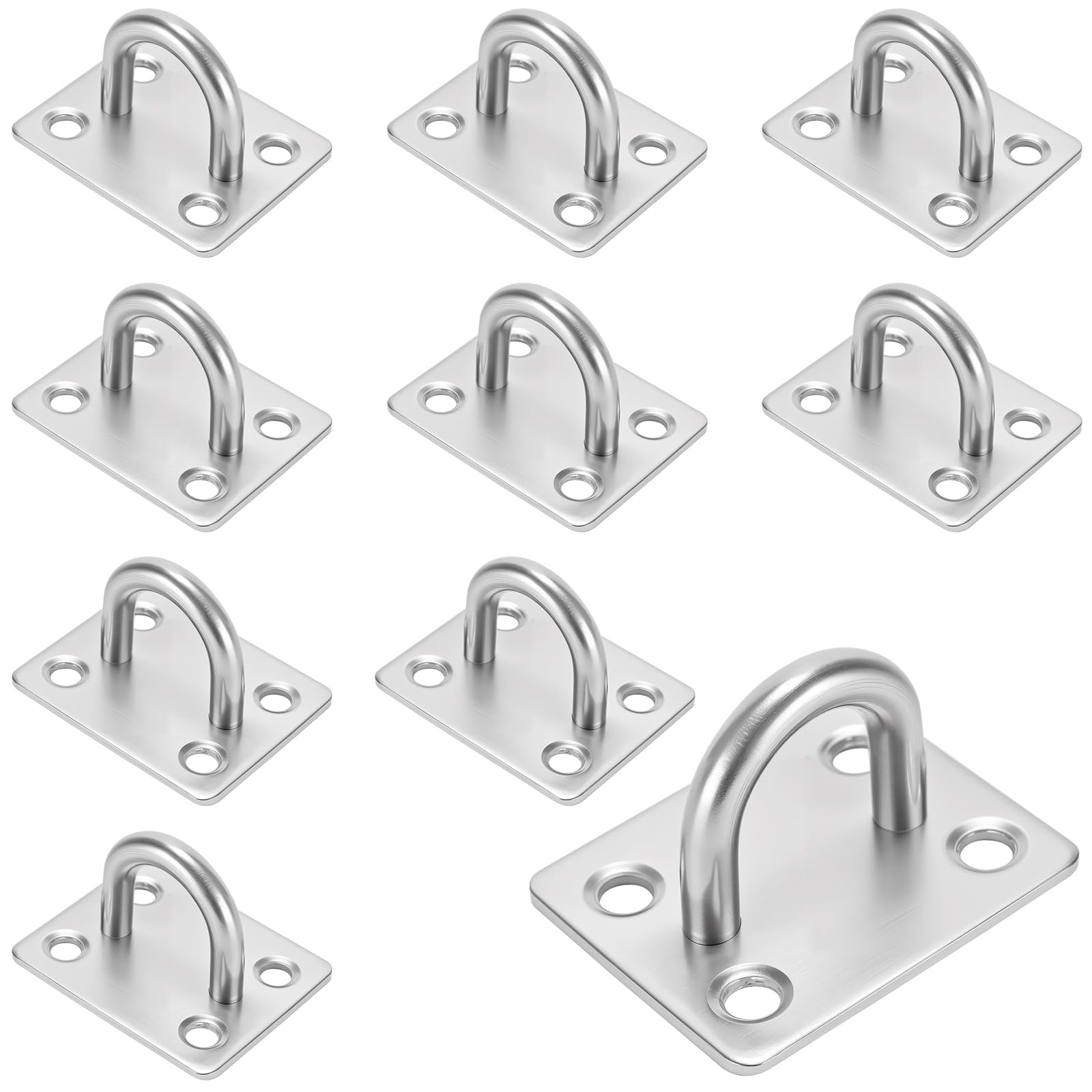 JIAYUET 10 PCS M6 Square Pad Eye Plate, M6 Stainless Steel Eye Plate U Hook, Square Ceiling Staple Loop for Wall Deck