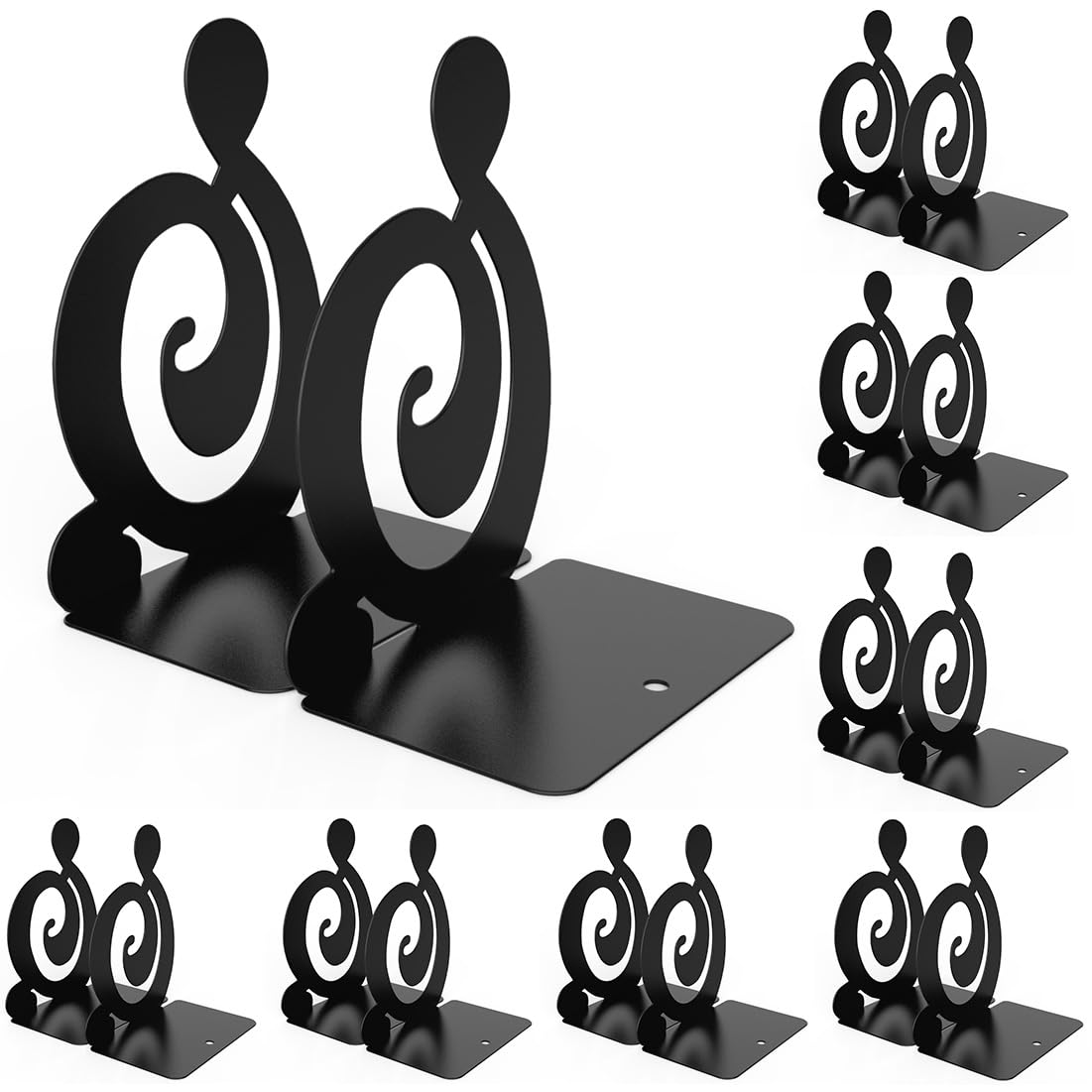 Buchstützen, Metall-Buchstützen, strapazierfähig, Schwarz, 8 Paar