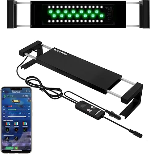 Luz inteligente para acuario, aplicación con Bluetooth + control dual WiFi, espectro multizona y ajuste de brillo para pecera de agua dulce,