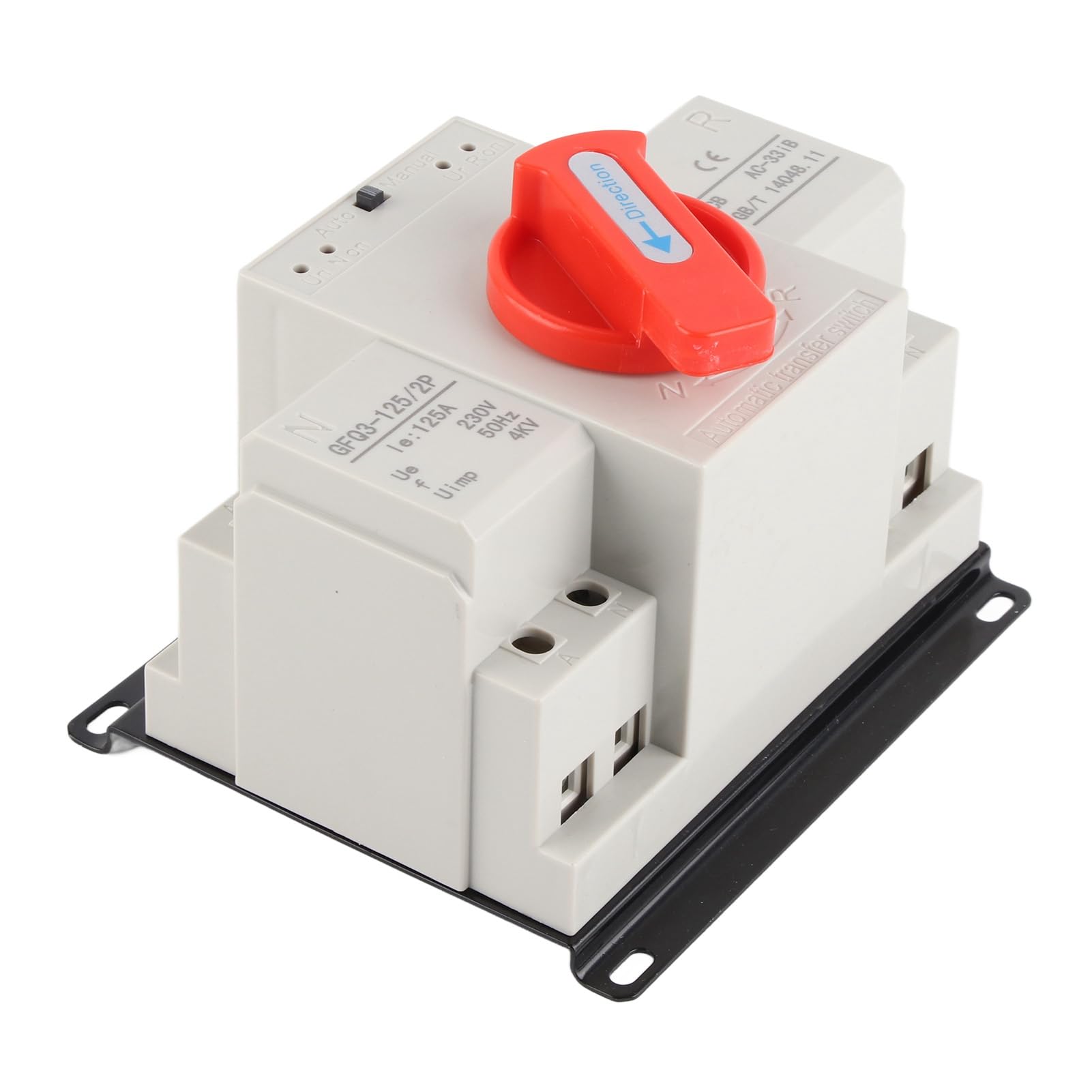 AC230 V 125 A Mini Dual Power automatyczny przełącznik transferowy ATS 2P, ręczna obsługa, wielokrotna ochrona, łatwa instalacja, PC i mosiądz, do szpitala, sklepu, banku