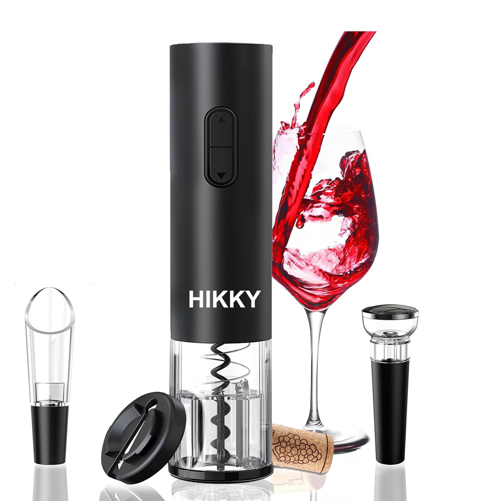 Electric Wine Opener Set, Automatic Corkscrew Opener Puller Kit with Foil Cutter Wine Stopper Aerator Pourer,4-in-1 Wine Opener Gift Set for Wine Lover Men Father Kitchen Party (Wine Opener Set-A1)