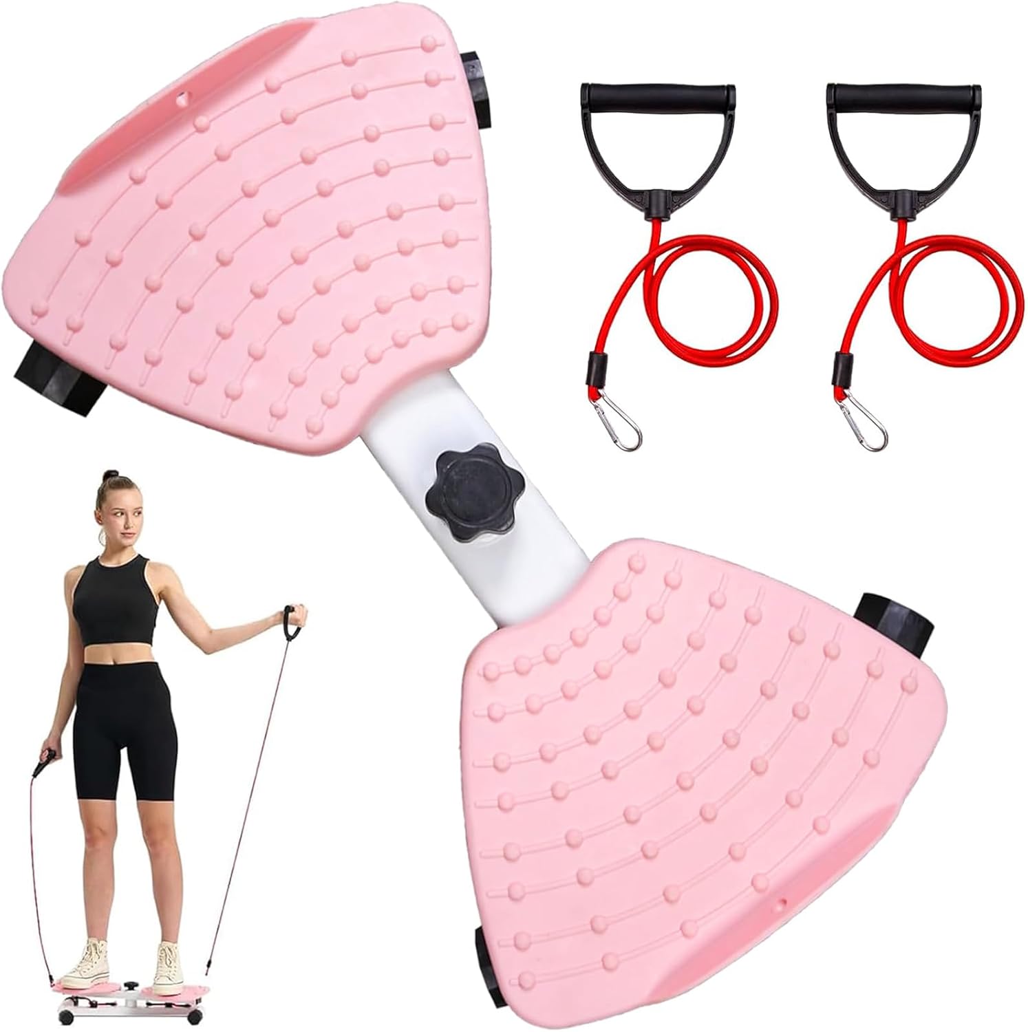 Waist Twister Machine with Resistance Bands, Non-Slip Exercise Twist Boards, Noiseless Ab Twister for Foot Massage and Belly Fat Loss, Home Gym Equipment for Men Women Core Strength