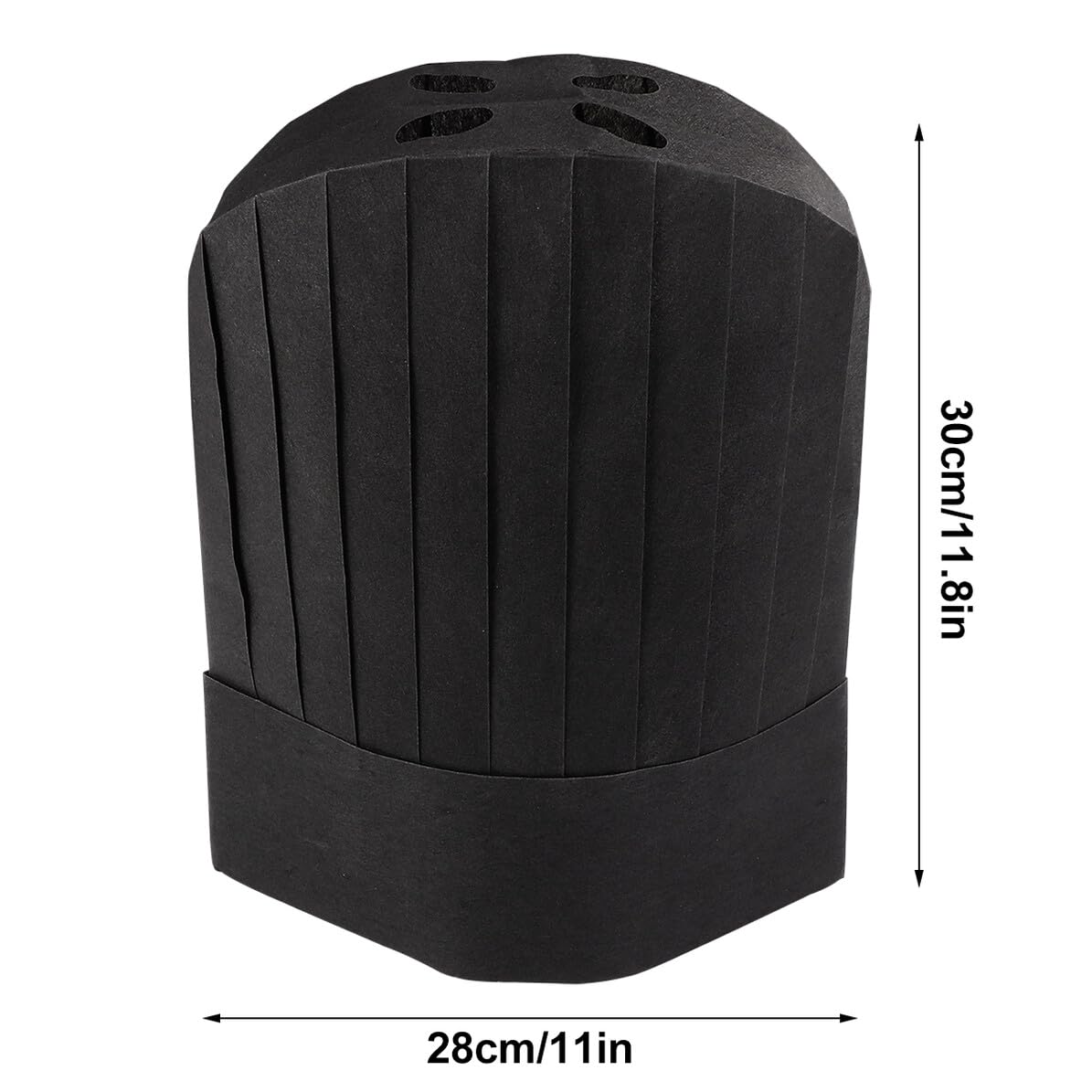 Abaodam Gorro de Chef Desechable de Papel Negro, 12 Pulgadas Alto, Cómodo y Respetuoso Piel, Adecuado para Cocina y Escuelas de Catering, Paquete de 20 Unidades
