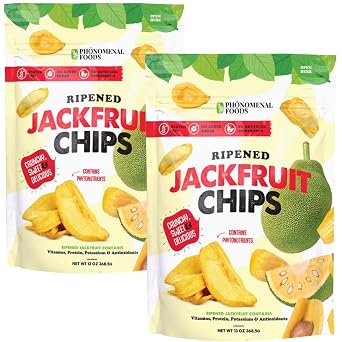 Jackfruit Chips 13oz | Crunchy Jackfruit | Healthy Dried Fruit Snacks | Organic Snacks for Adults | Vegan & Gluten Free | Dried Fruit No Sugar Added | Natural Jack Fruit Crisps 2pack