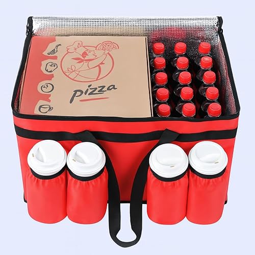 Miniatura 9 de CIVJET - Bolsa de entrega de alimentos con aislamiento con 4 portavasos, bolsas de comestibles aisladas extra grandes para mantener los alimentos