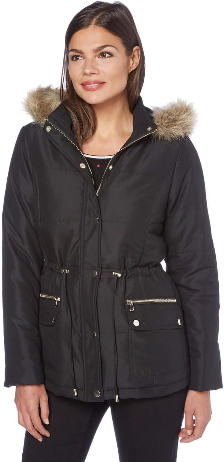 Short parka jacket with fur hood Clearance