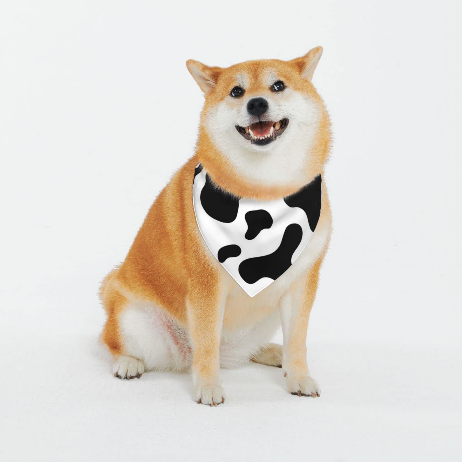Amazon | ペットバンダナ 動物柄 牛柄 黒と白 犬猫用バンダナ 三角