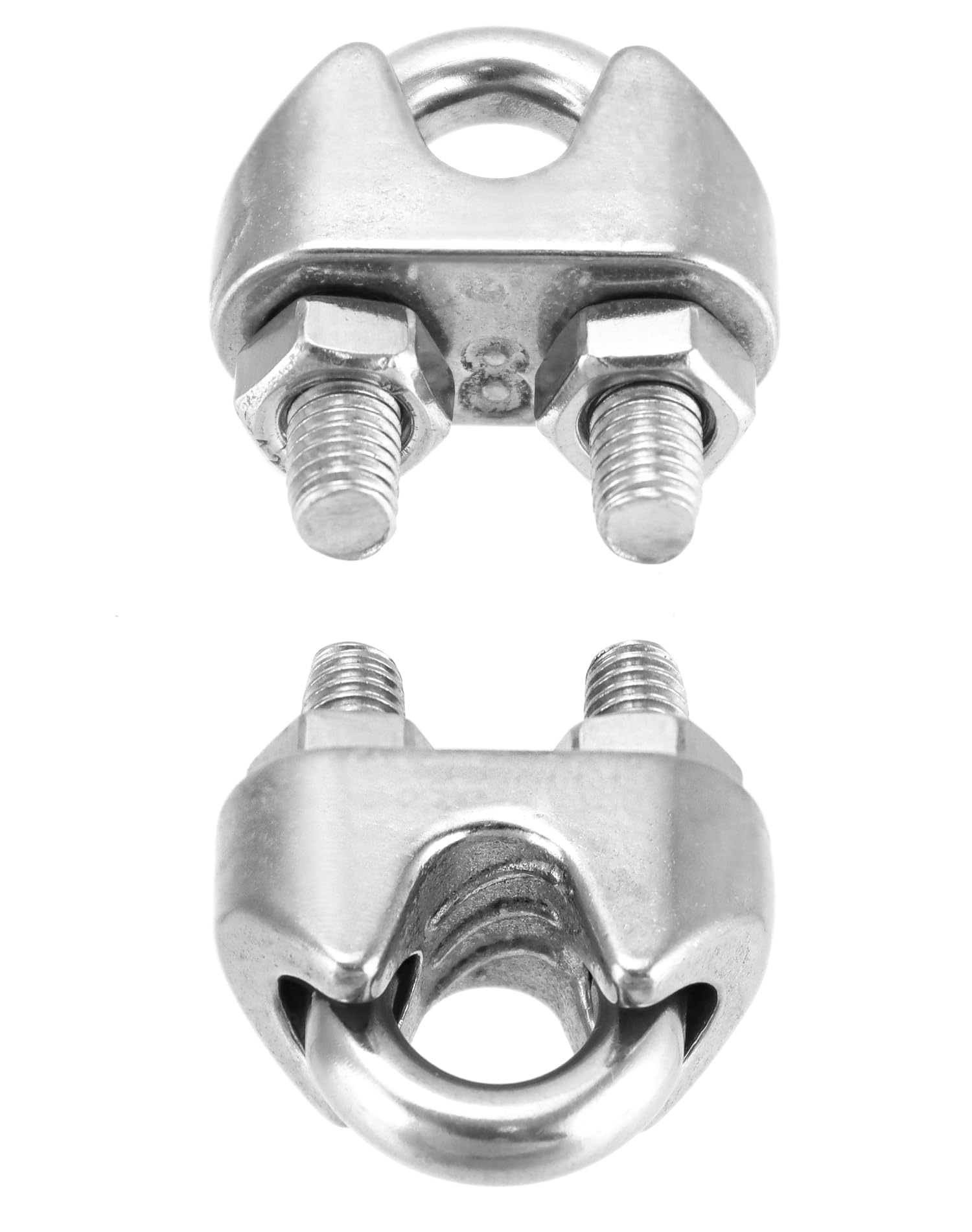 QWORK Lot de 25 colliers de serrage M8 de 0,6 cm, grand boulon en U, serre-câbles en acier inoxydable 304, connectez 2 couches de fil pour former une boucle