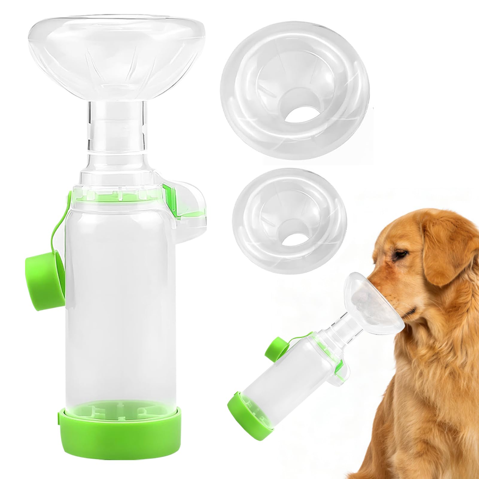 Chambre d'inhalation pour Animaux,Inhalateur pour Animaux,Chambre Aérosol,2 Masques pour Chats et Chiens,Aide Respiratoire Compagnie,Léger,administrer des médicaments à Votre Animal (Vert)