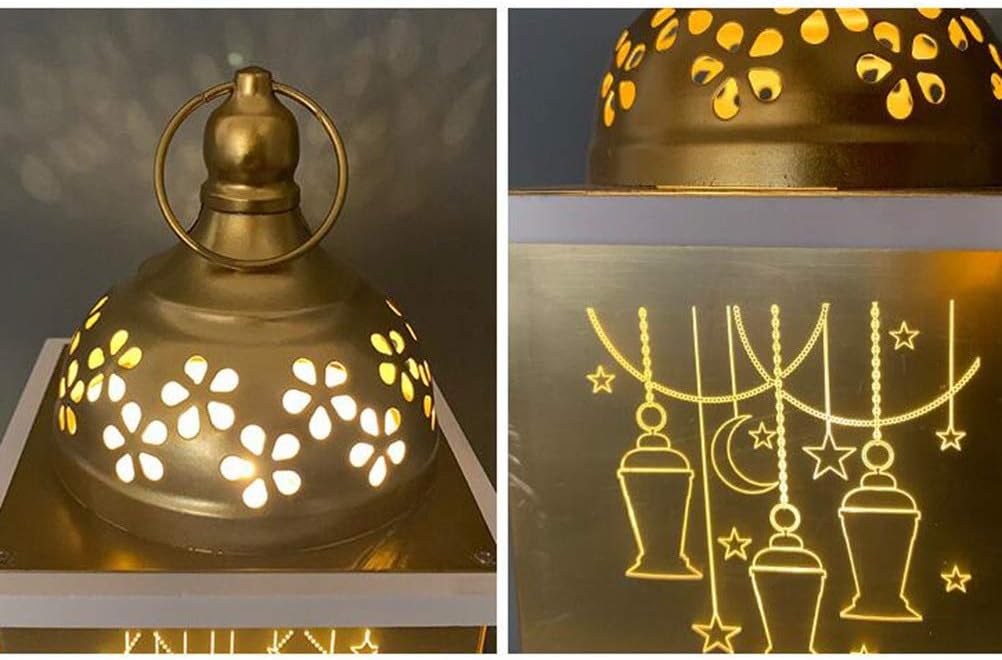 1PC Muslim Ramadan Storm Lamp Portable Wooden Lantern Eid Light Crafts Party Decor Hanging Ornament Craft for Home Outdoor (Color : 1) (2 )