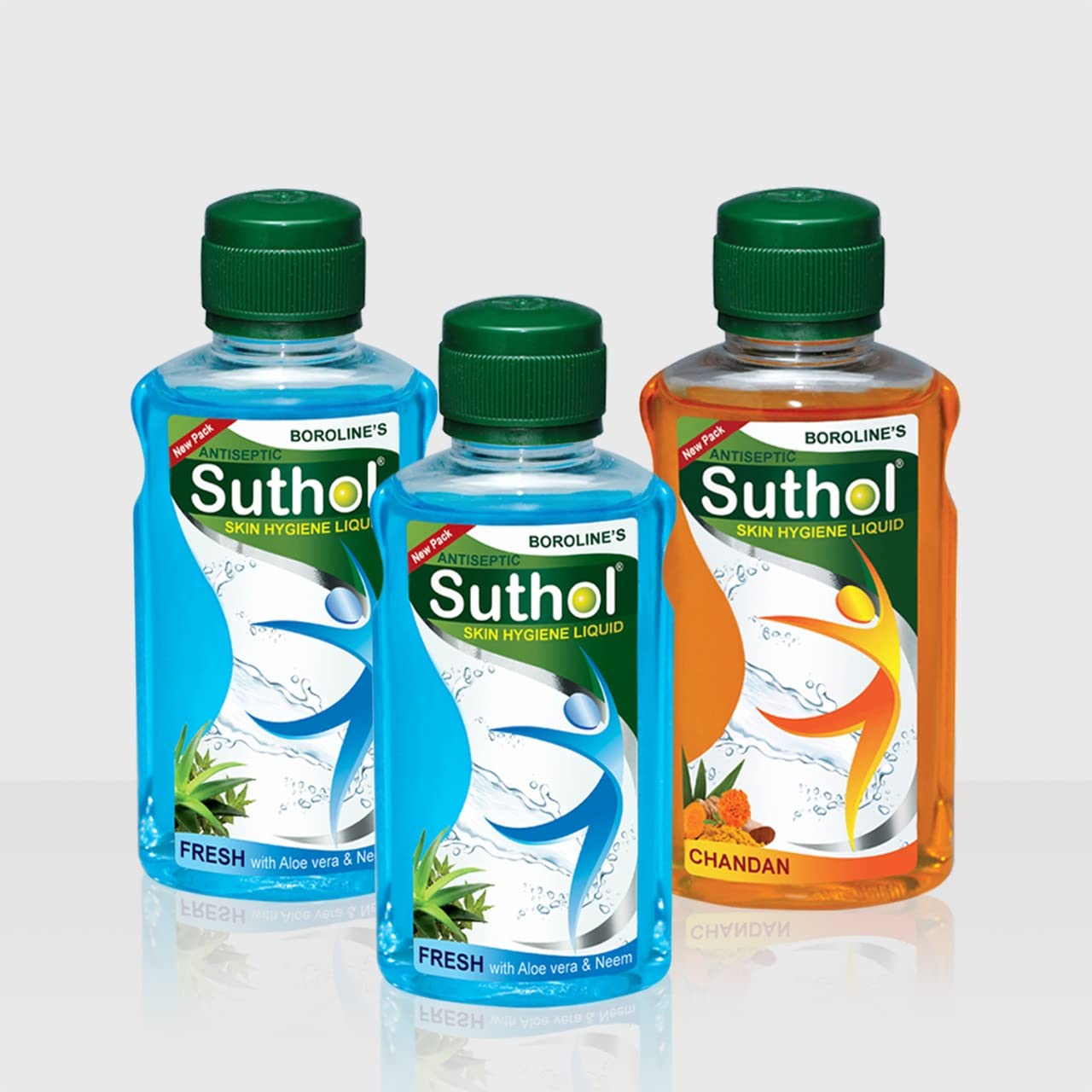 Suthol Active Aloe Vera 200 Ml X 2 + Active Chandan 200 Ml Liquid | Stops Skin Irritations, Prickly Heat, Itching, Rashes | With Neem, Merigold & Aloe Vera (Pack Of 3)