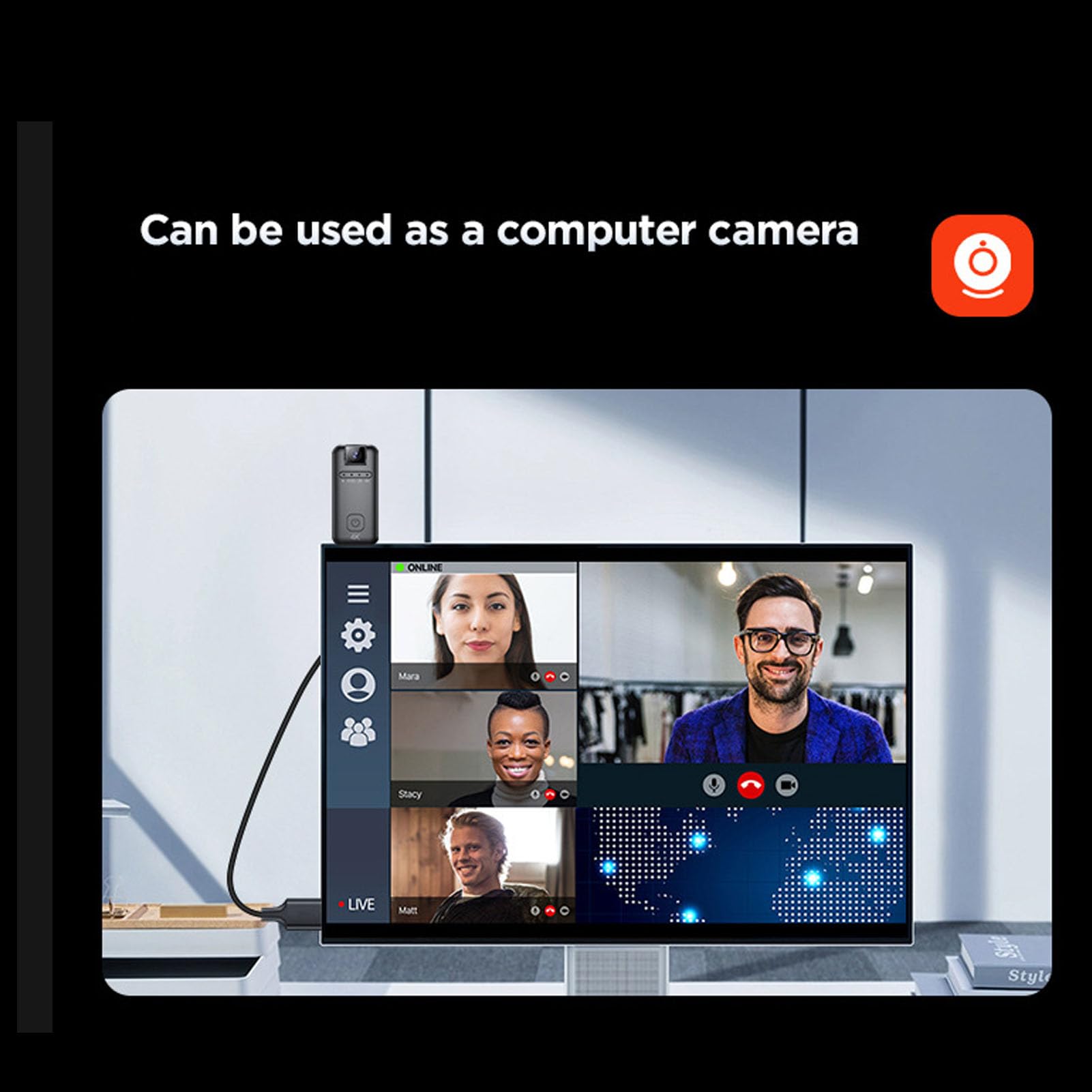 4K Mini Body Camera, Kamera Rozmiaru Kciuka, do Noszenia Kamera Akcji Wideo, 180 ° Rotatable Obiektyw, Nagrywanie Timelapse, do Biegania w Jazdzie na Rowerach Wędkarskich