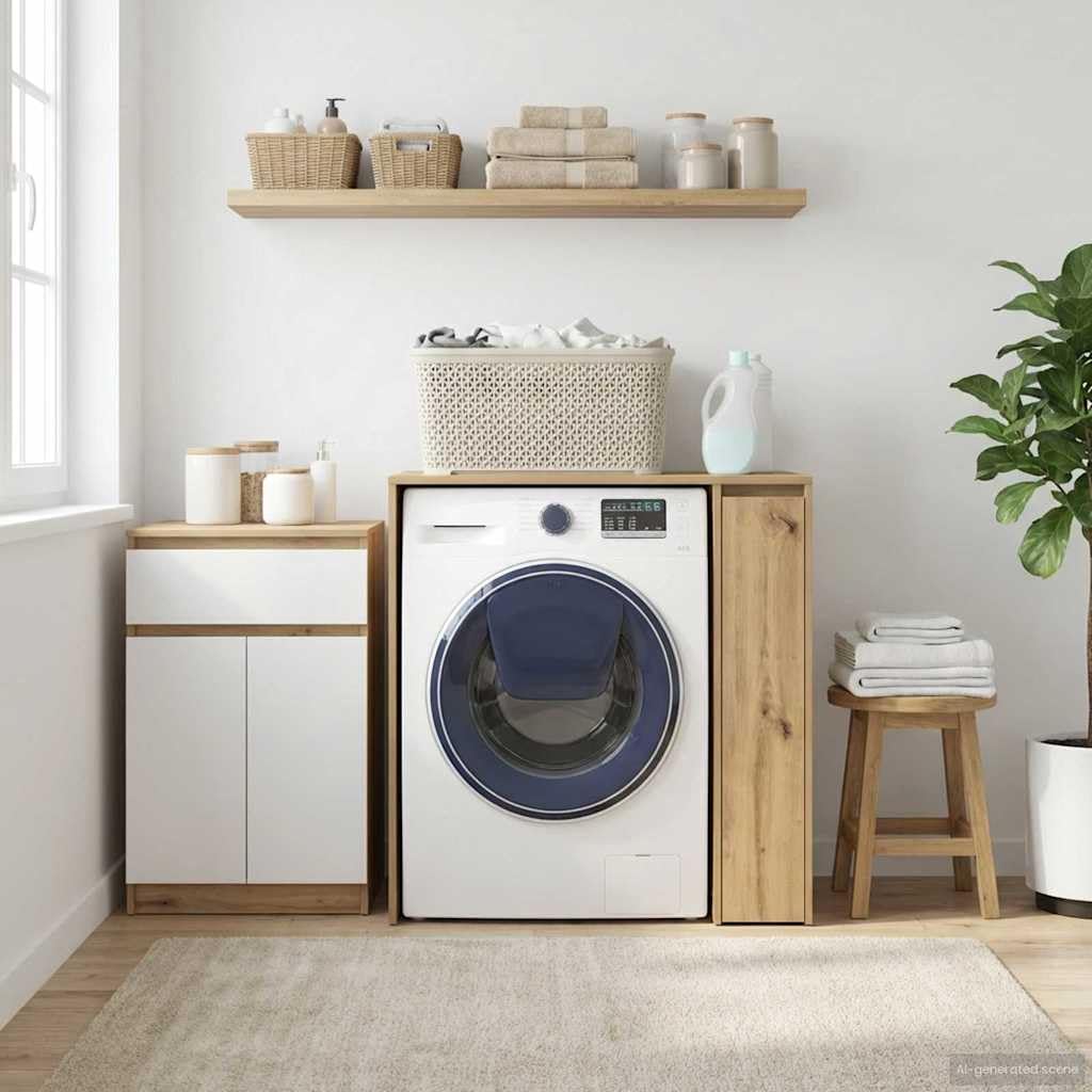 vidaXL Armario para Lavadora con Puerta Roble Artisan 87 x 60 x 89 cm
