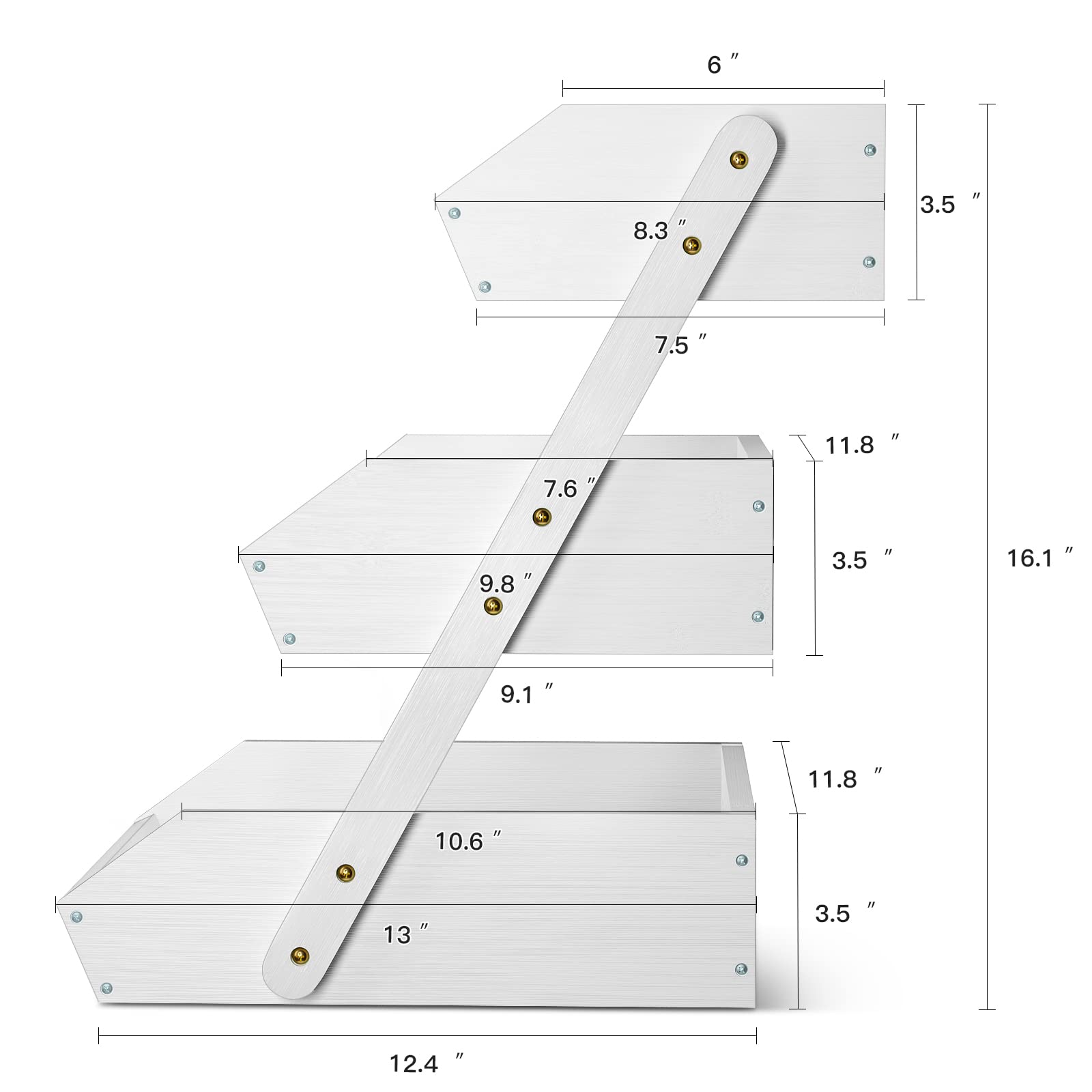 G.a HOMEFAVOR Fruit Basket for Kitchen, 3-Tier Fruit Bowl for Kitchen Counter, Vegetable Storage Stand for Fruit Shop, 15 mm Thickness (WHITE)