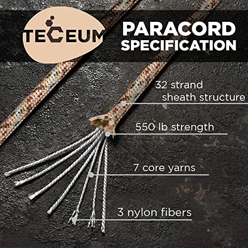 Image of TECEUM 5 /32 inch Paracord Rope 1000 - 1000ft / 200ft / 100ft / 50ft - Tactical Parachute Cord 4mm - 45+ Colors - Nylon String for Survival & Camping Gear - Stripe Cord for Survival - Utility Rope