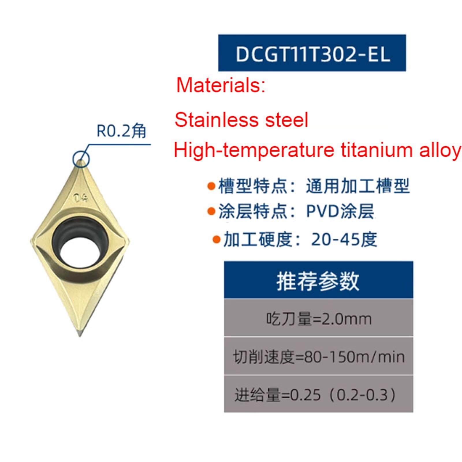 Inserts En Carbure Cémenté Indexables, Coupe-tour CNC, Outils De Tournage, 10 Pièces(DCGT11T302-EL ZM201)