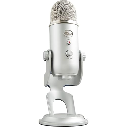Logitech Creators Blue Yeti USB Microphone for Gaming, Streaming, Podcast, YouTube, Discord, PC, Studio Sound, Plug & Play-Silver