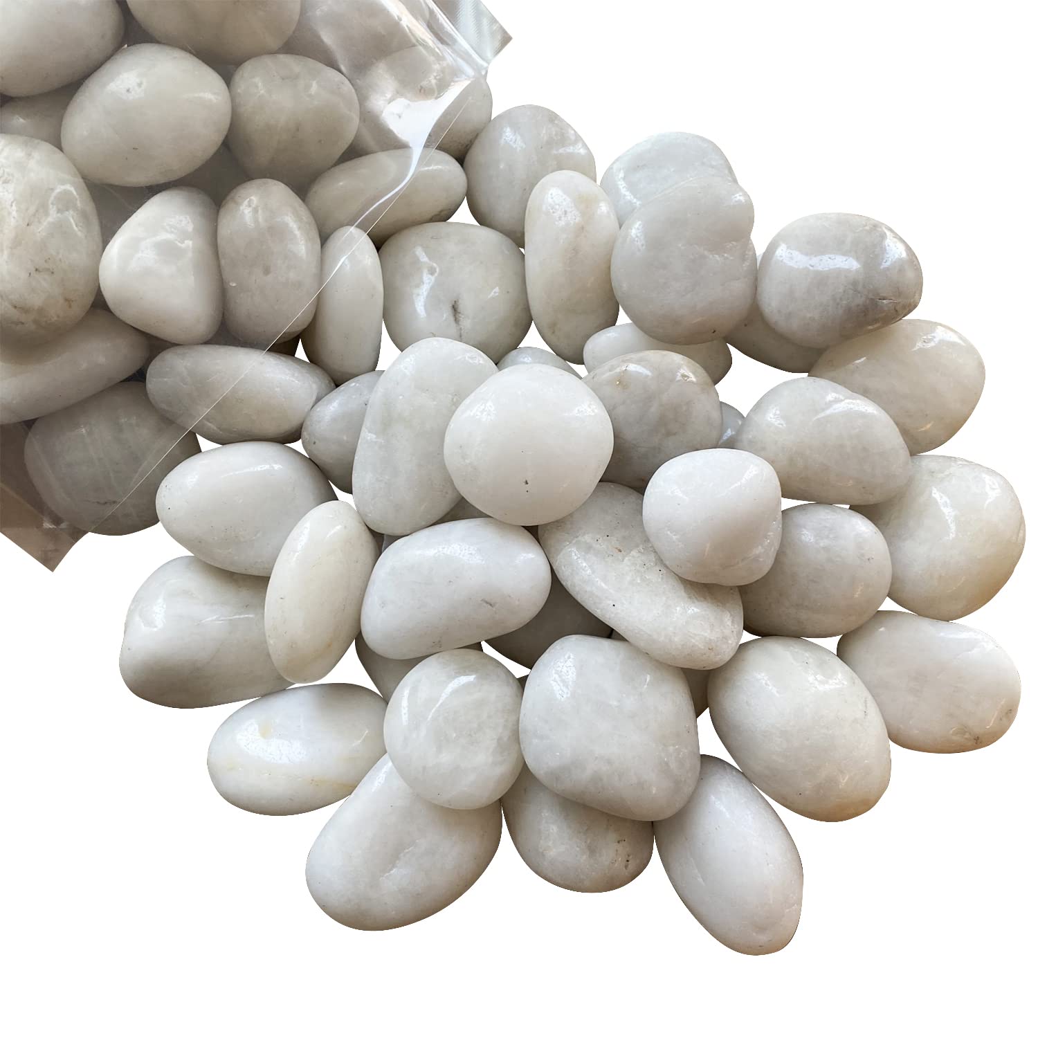 2LB Polished White River Rocks,1-2.2 Inch Pebbles for Plants Stones for Landscaping Pebbles for Fish Tank Garden Vase Filling Pebbles Outdoor Decorative River Rocks